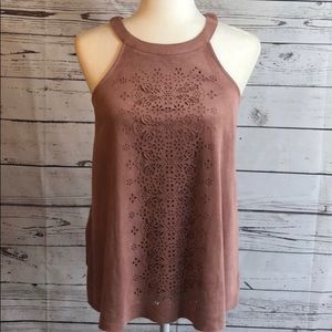Maurices blush pink laser-cut halter top